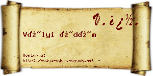 Vályi Ádám névjegykártya